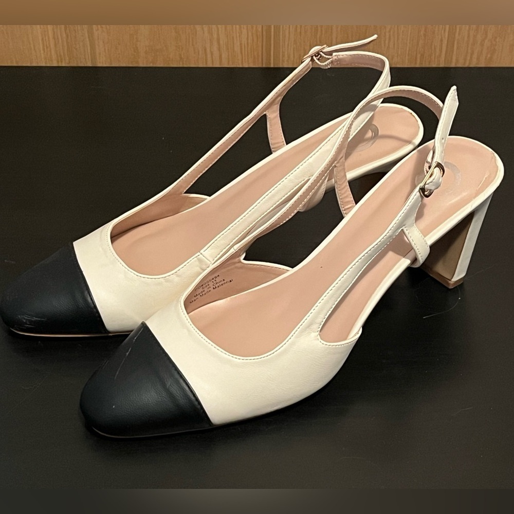 Journee Collection Womens Reignn Sling Back Mid Block Heel Almond Toe Pumps - Picture 9 of 16